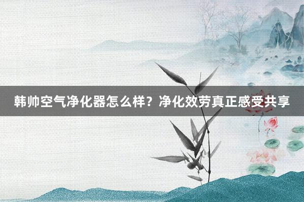 韩帅空气净化器怎么样？净化效劳真正感受共享
