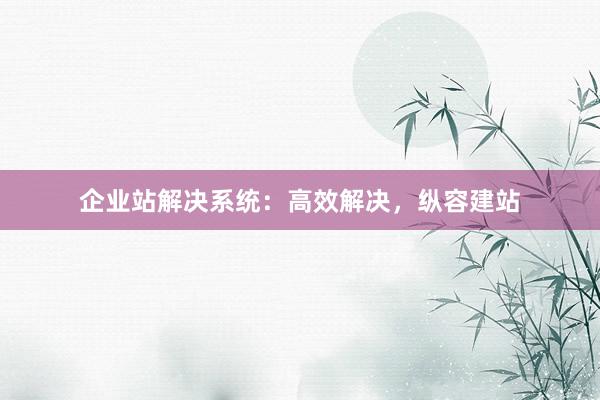 企业站解决系统：高效解决，纵容建站